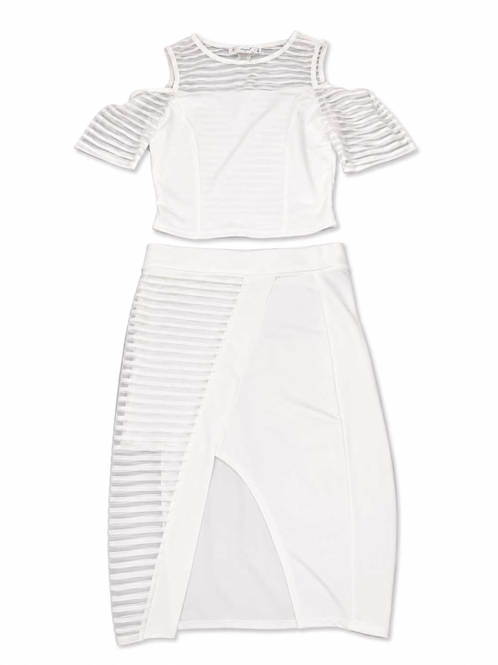 Surely Mine Crop It Out Cut-Out Set – White Two-Piece Skirt Set - Picture 1 of 6